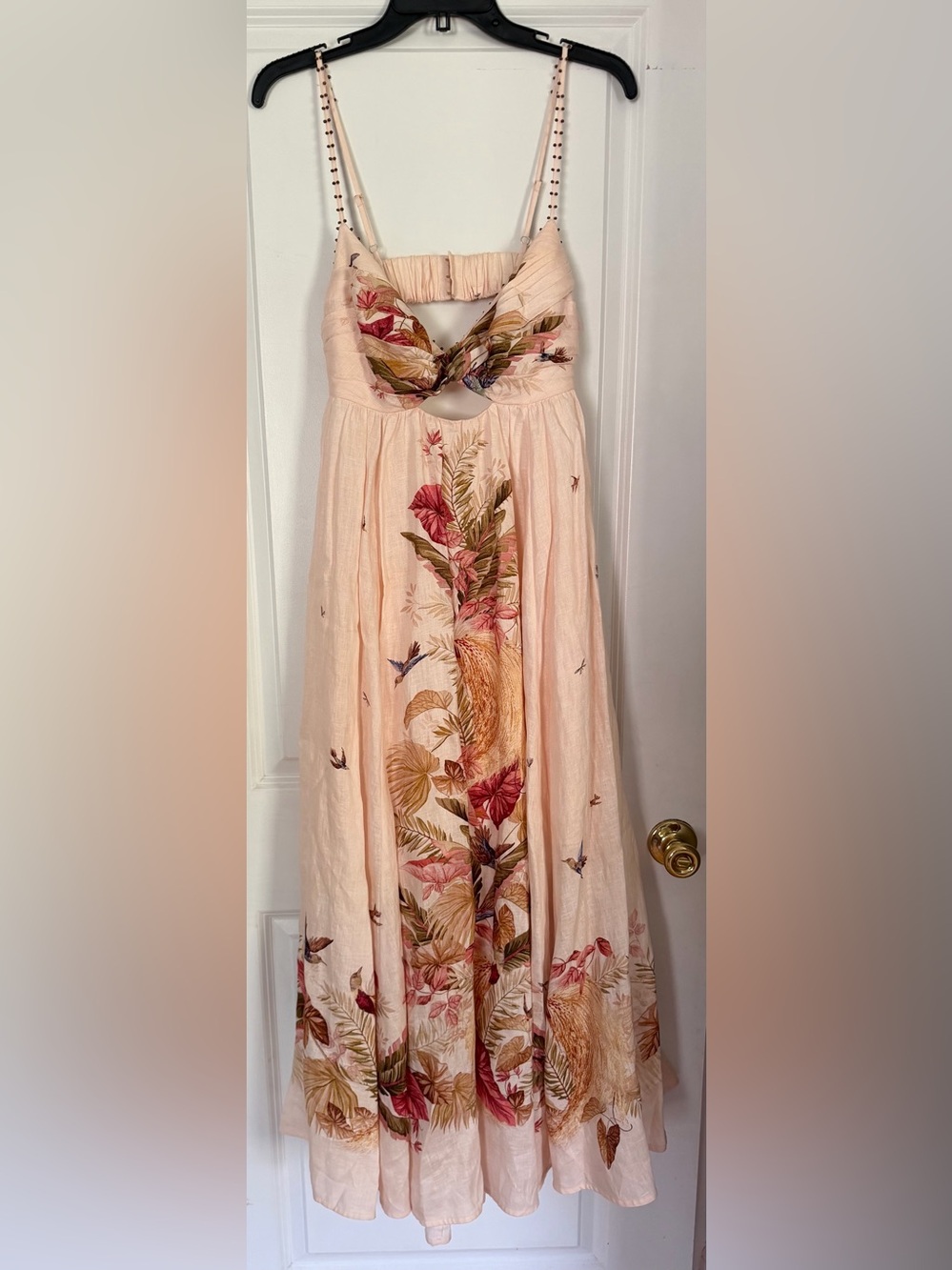 Zimmermann Ascension Twist Front Dress Palm Floral Linen Silk Maxi US 10 NWOT